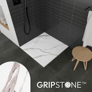 POLAR - Base de duche carrar antiderrapante GRIPSTONE com sifão incluído