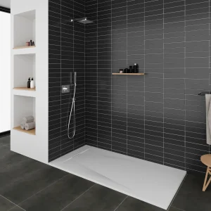 POLAR - Base de duche branca antiderrapante GRIPSTONE com sifão incluído