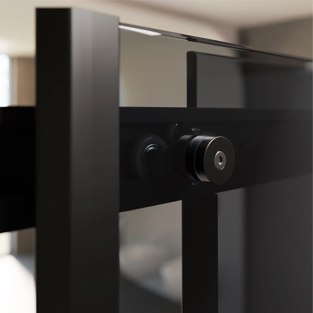 KAYLEE - Cabine de duche de canto com portas de correr, vidro escurecido 6 mm e perfil preto mate - Image 8