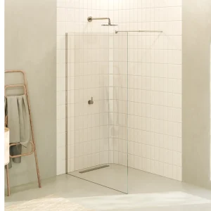 FIONA - Painel de duche walk-in em vidro temperado 8 mm com perfil cromado