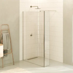 FIONA - Painel de duche Walk-In com painel lateral giratório em vidro temperado 10 mm