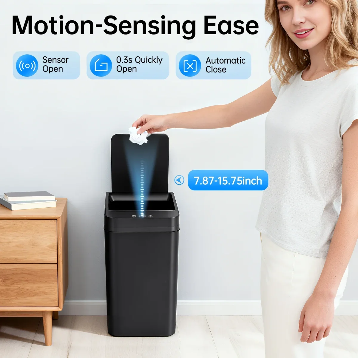 Lixeira Inteligente com Sensor de Movimento — Abertura Automática por Gesto ou Toque - Image 4