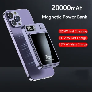 Power Bank Premium Magnético 20000mAh Wireless 15W Carregador Portátil Rápido iPhone MagSafe