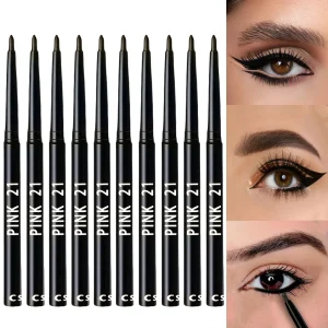 Kit 10 Lápis Delineador Preto Longa Duração – À Prova de Água Suor Não Borra Rotativo Fácil Maquilhagem Olhos