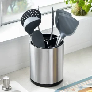 Suporte Talheres Rotativo 360º em Inox – Escorredor Pauzinhos Colheres Garfos | Organização Cozinha