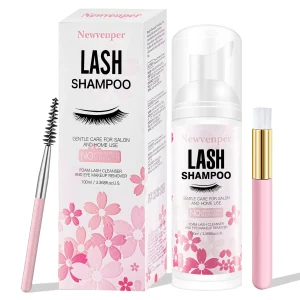 Shampoo Cílios 100ml com Escovinha Aplicador - Espuma Limpeza Pálpebras Extensões Removedor Maquilhagem