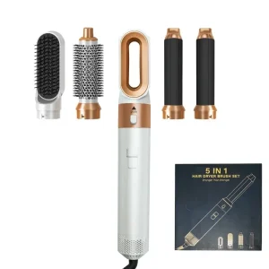 Secador Cabelo 5 em 1 Profissional 1000W - Modelador Alisador Caracóis Escova Rotativa Salão Casa