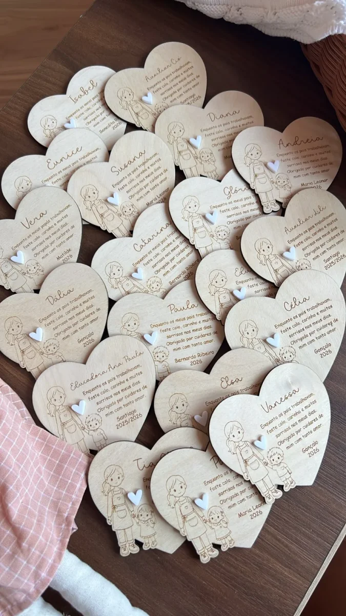 Coração Personalizado para Educadora em Madeira | Prenda de Final de Ano com Nome e Mensagem - Image 4